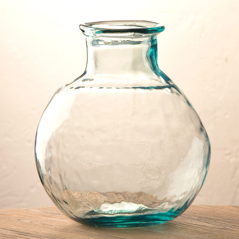 VivaTerra Oval Recycled Glass Balloon Vase, 12" Glass Table Vase